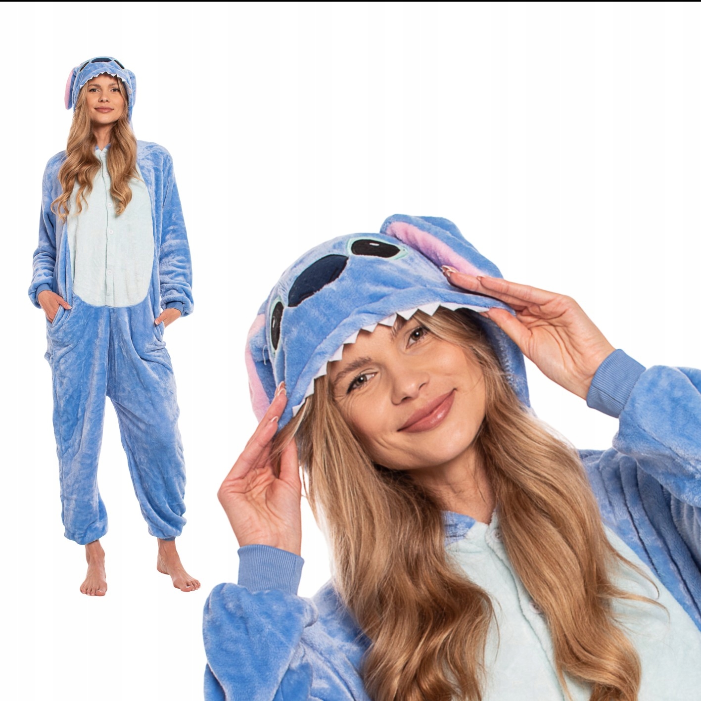 Kigurumi Stitch Dámské jednodílné pyžamo Overal Pajac Růžový Stich XL