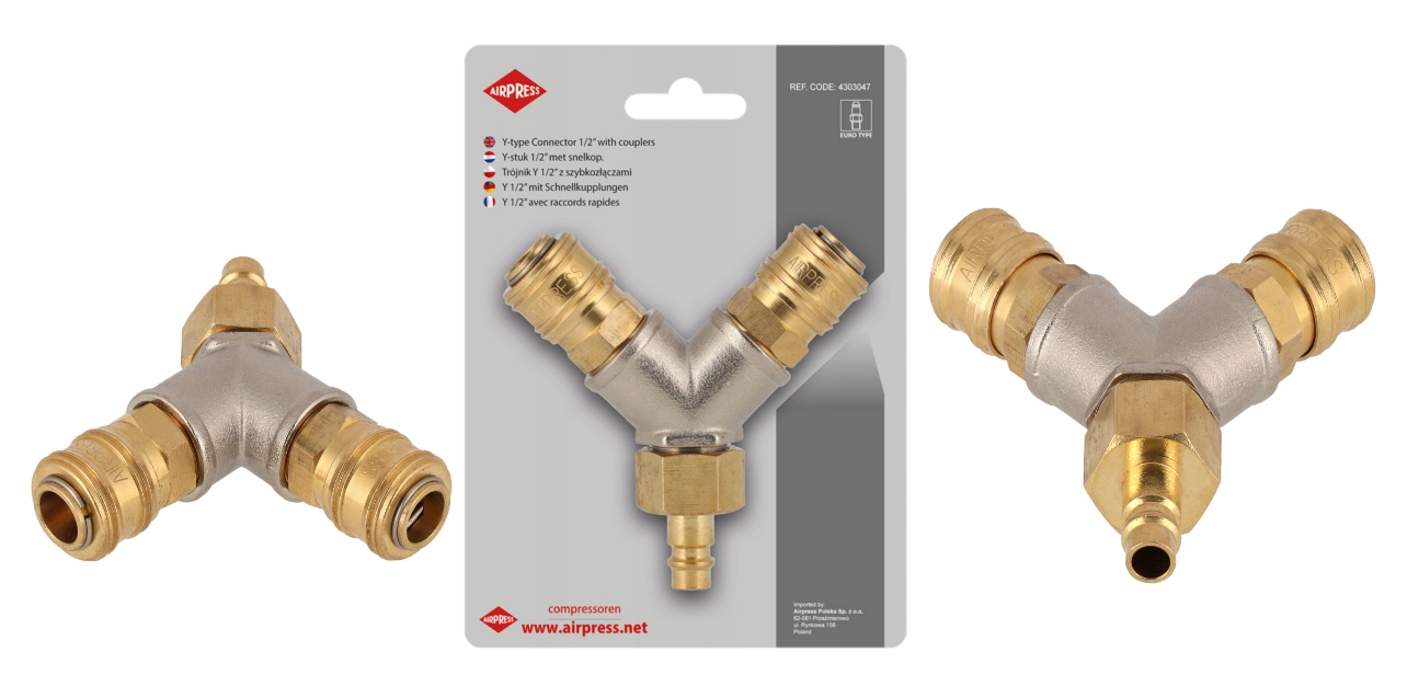 

Airpress Trójnik Y 1/2'' Z Szybkozłączami I Euro