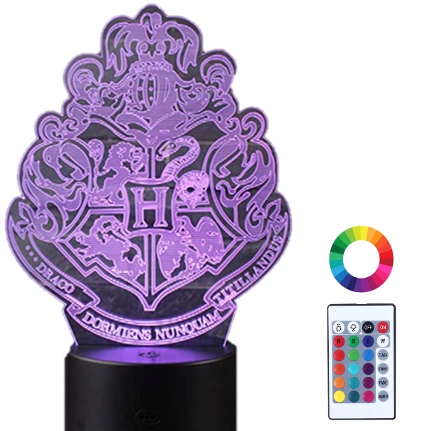 

Lampka Nocna 3D Led Harry Potter Hogwart Herb Imię