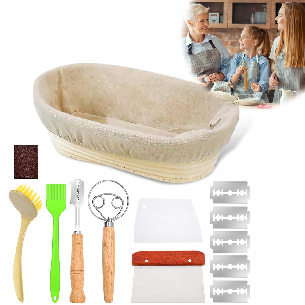 Levně Košík Na Hrání Chleba 25 CM, Ratan, Sada 13 Dílů, Profesionální