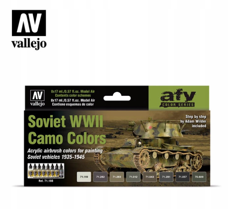 Sada Vallejo 71188 sovětských kamuflážních barev z druhé