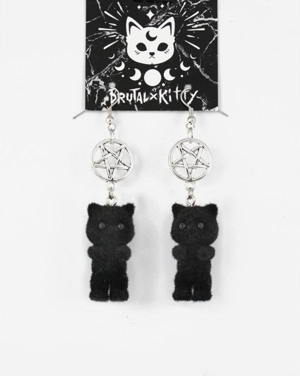 kolczyki FLOCKED KITTY czarne koty pentagramy goth alternative scene 052 Marka Inna marka