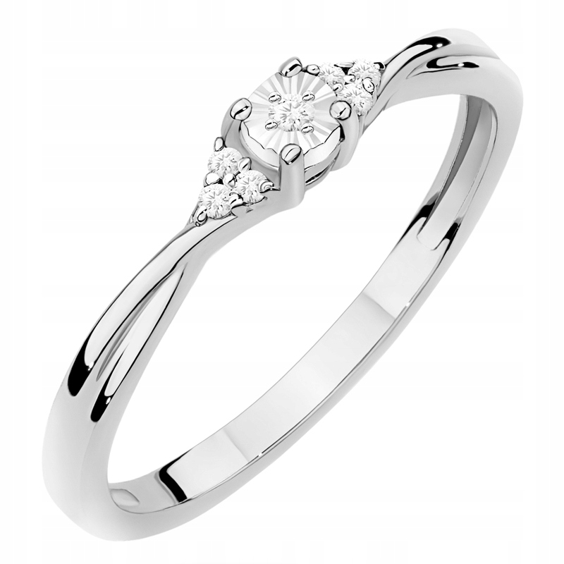 Klasický Zlatý Prstýnek Zásnubní pr. 585 s brilianty 0.04 ct 14k