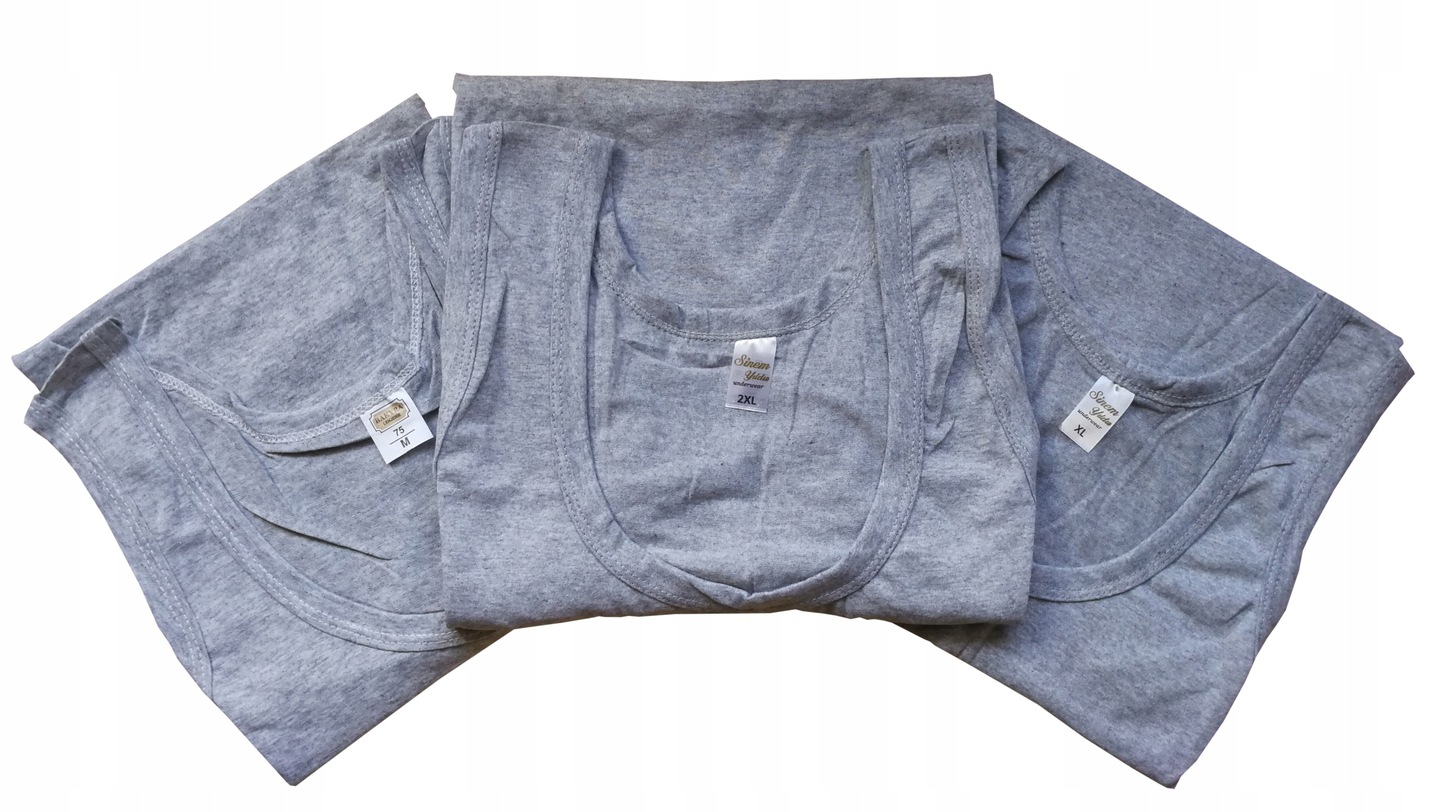 PODKOSZULKA KOSZULKA MĘSKA 100% BAWEŁNA GŁADKA SZARA OKRĄGŁY - 4XL Marka inna