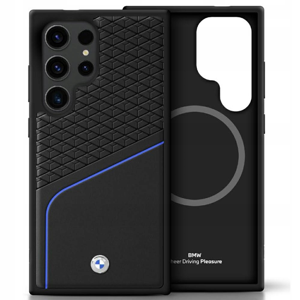 Kožené texturované a hladké Pouzdro MagSafe Bmw pro Samsung Galaxy S25 Ult