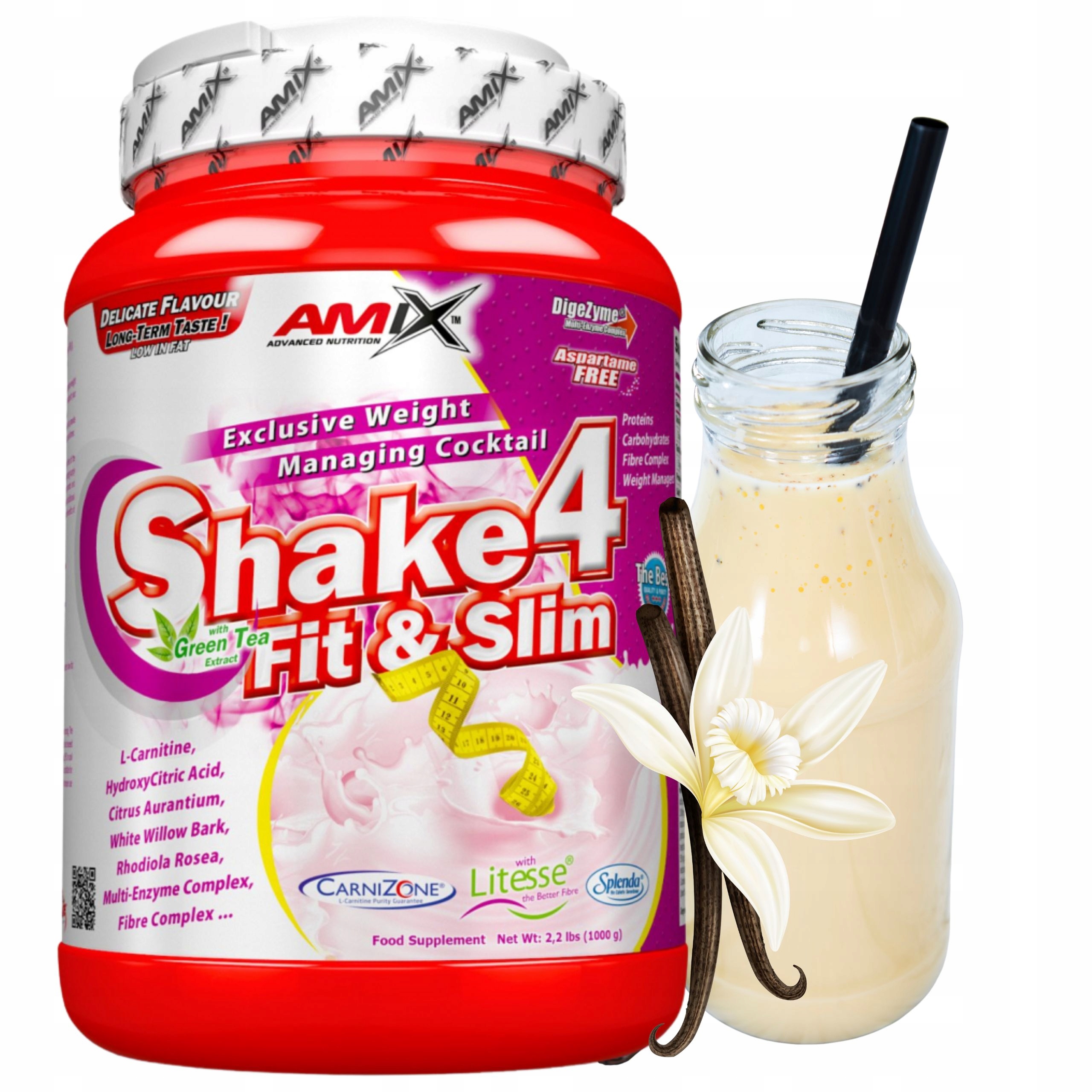 Náhradní jídlo Amix Shake 4 Vanilka 1 kg Koktejl na hubnutí pro ženy