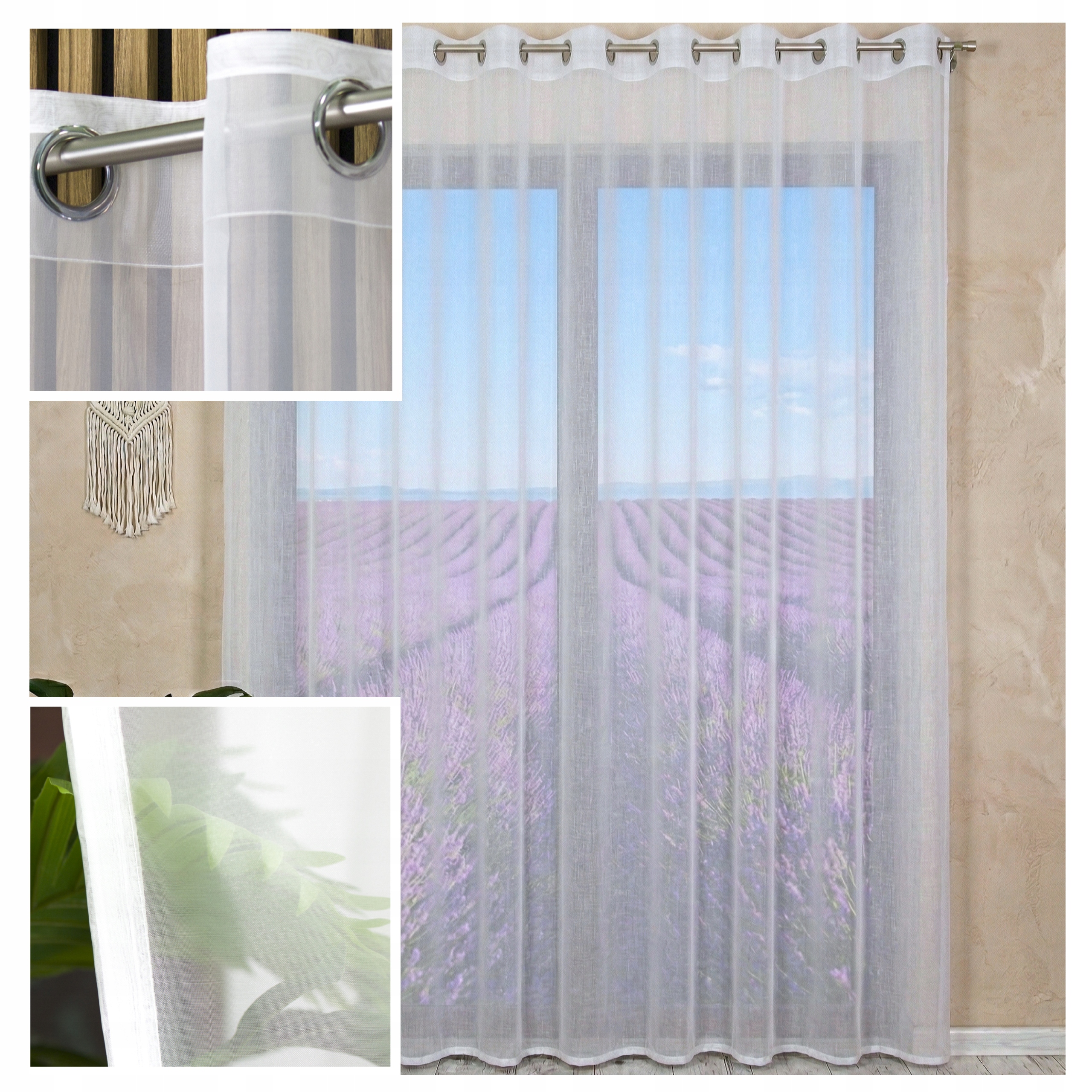 Záclona Hotová Voál Hladká Zahara Bílá 800x265 cm Na Průchodkách