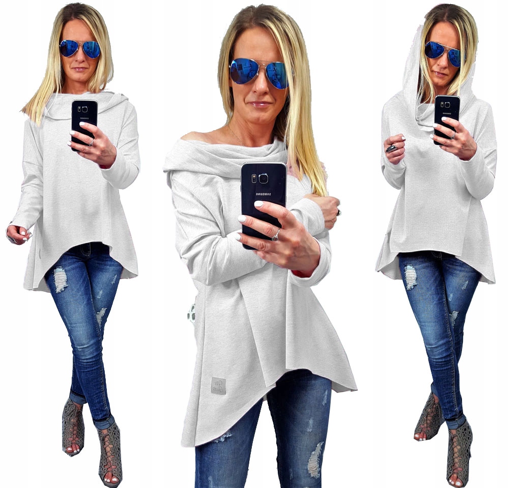 

Asymetryczna Tunika Bluza Sukienka Komin Kaptur L