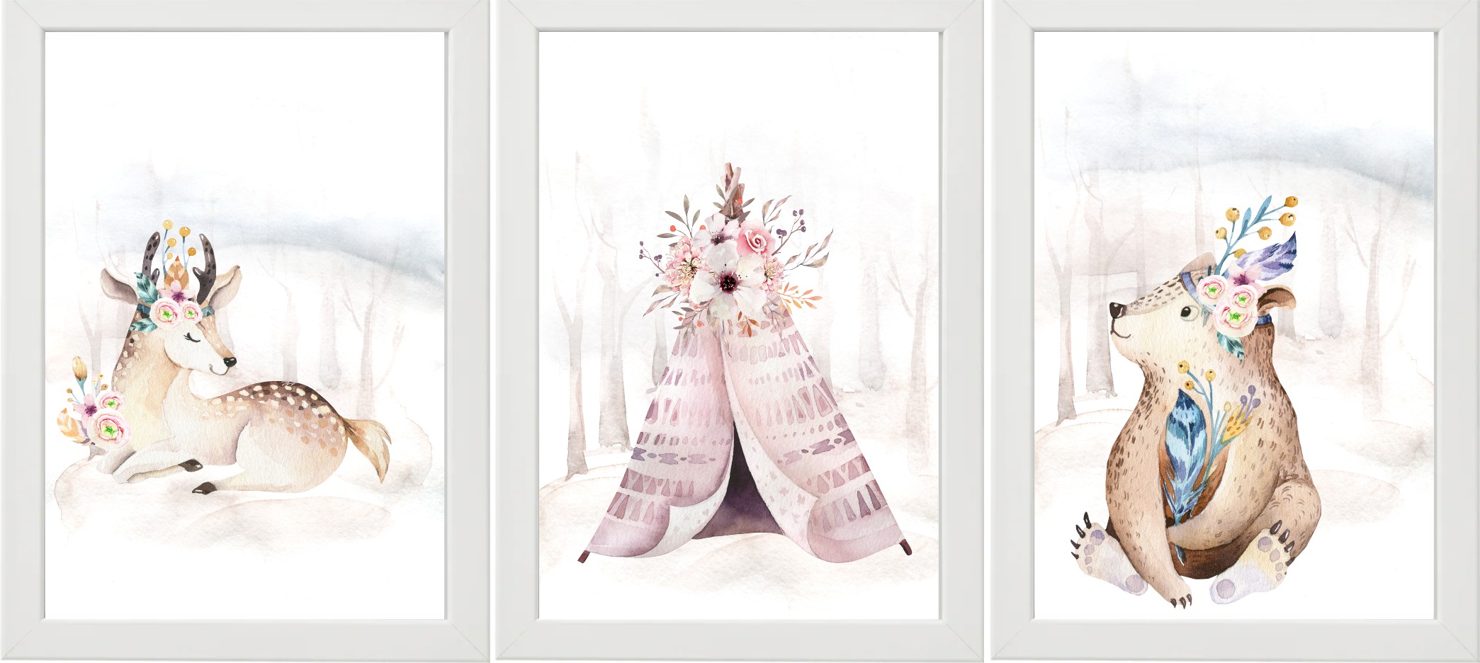 

Zestaw 3 Obrazki Plakaty A3 Boho zwierzaki