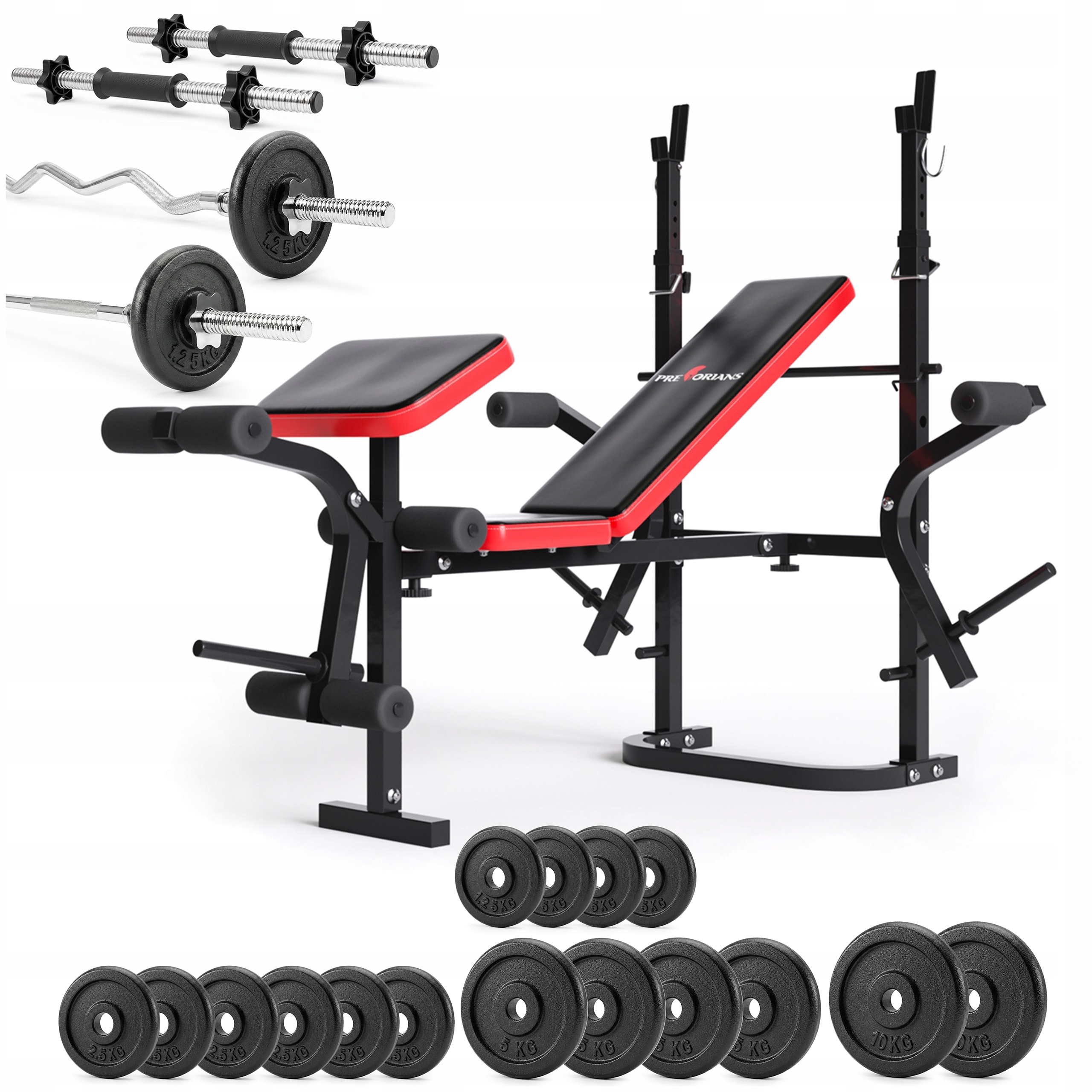 Zestaw Kulturystyczny 96KG Siłowy Ławka Sztanga Hantle Obciążenie Żeliwne