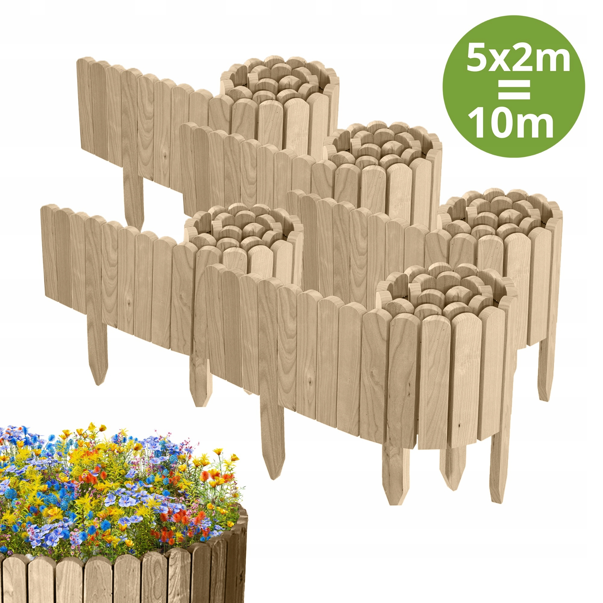 Zahradní Plot dřevěný, borovicový 1000 cm (5x200 cm) výška 20 cm, neimpregnovaný