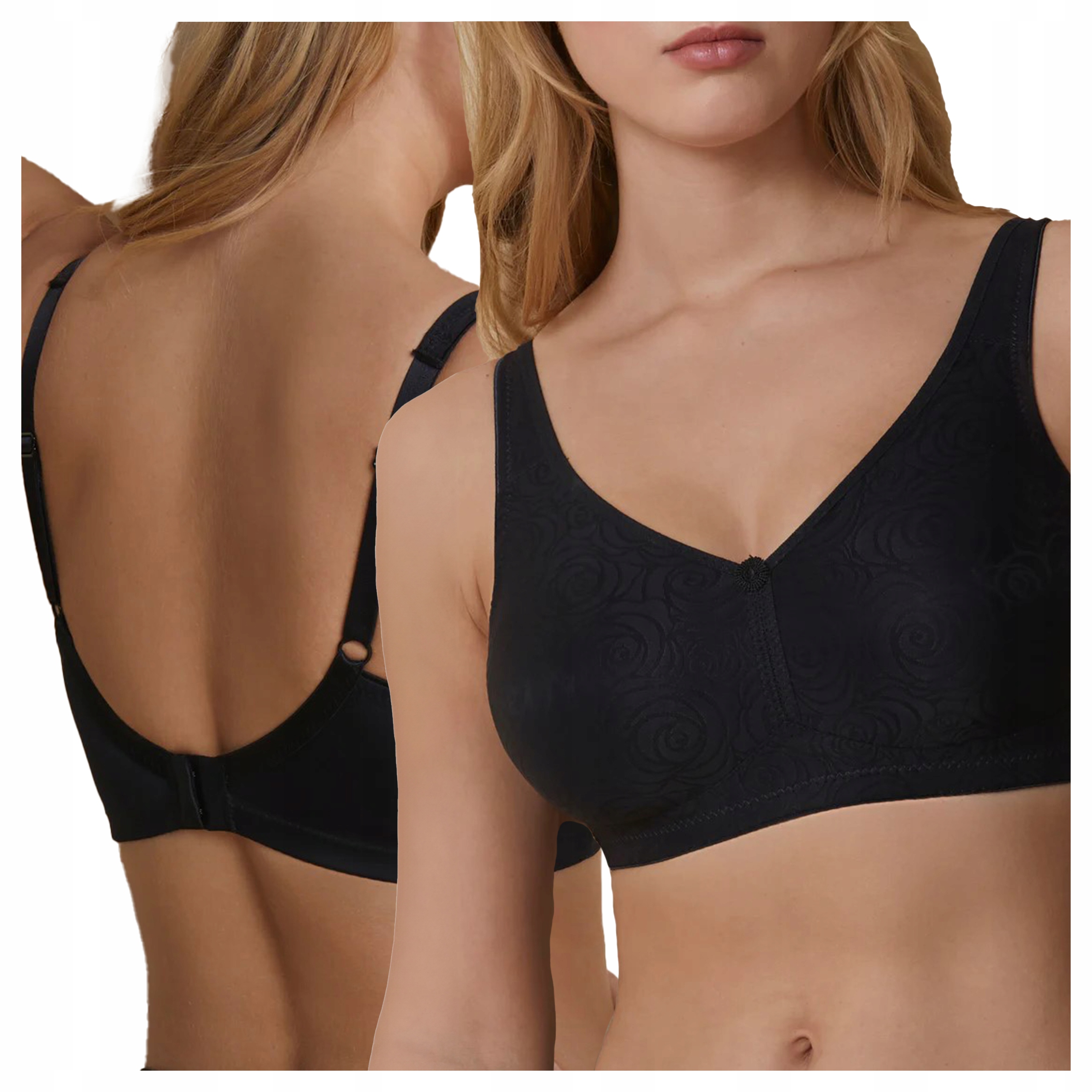 Podprsenka typu Soft bez výztuže s lisovanými květy Marivi Černá 75C
