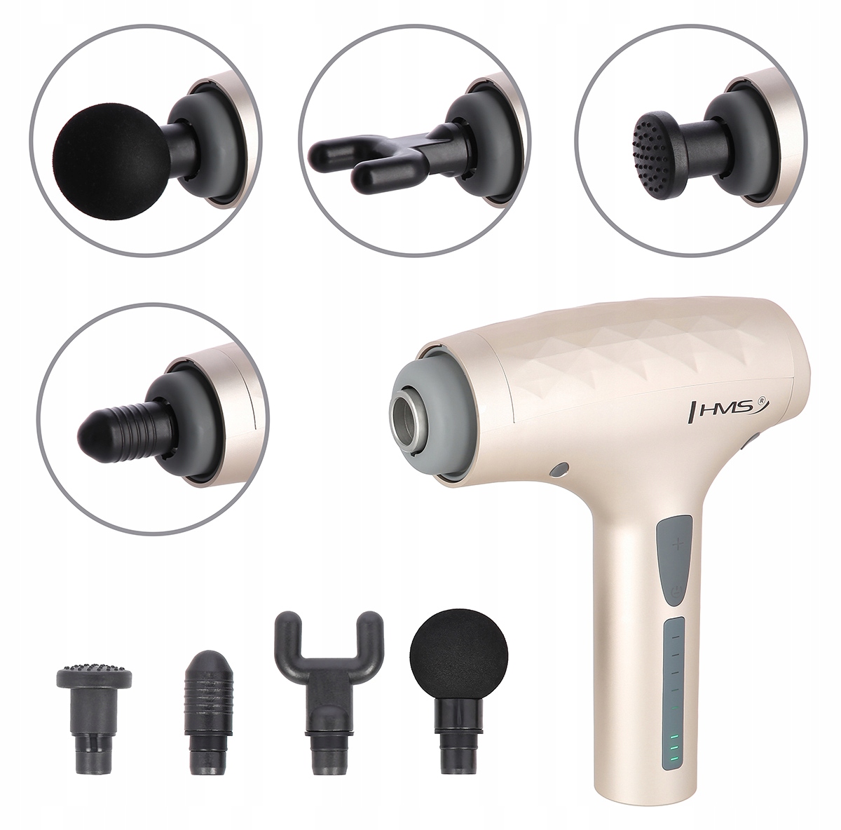 PISTOLET DO MASAŻU MASAŻER MASSAGE MOCNY 6 GŁOWIC Marka HMS