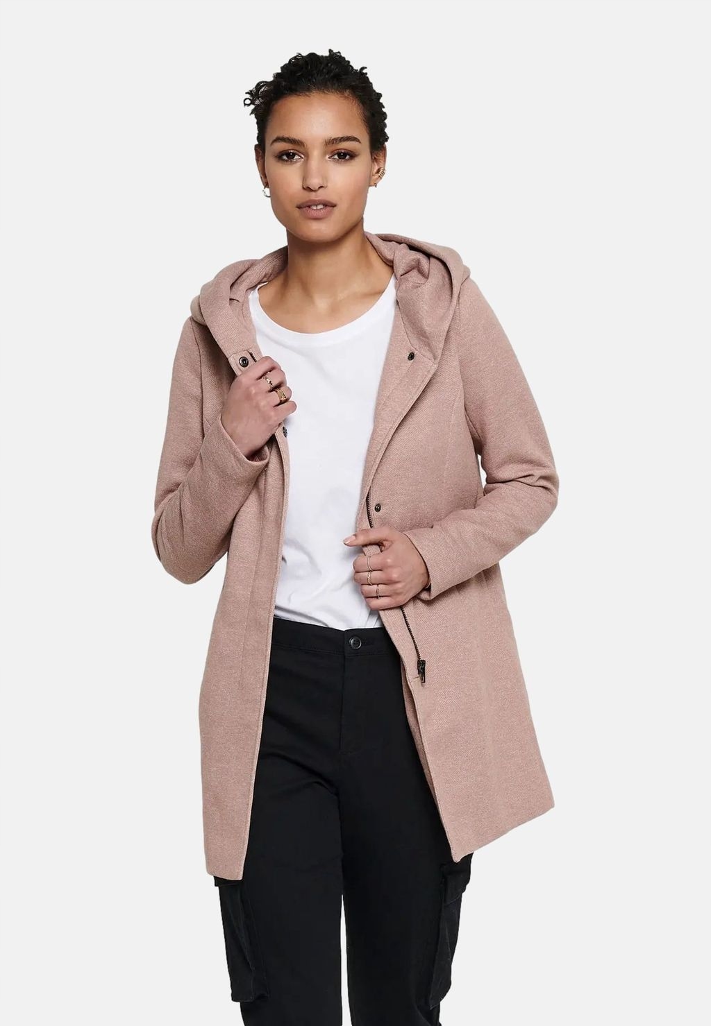Vero Moda Dámský Kabát Růžový S Kapucí Basic L 7CA