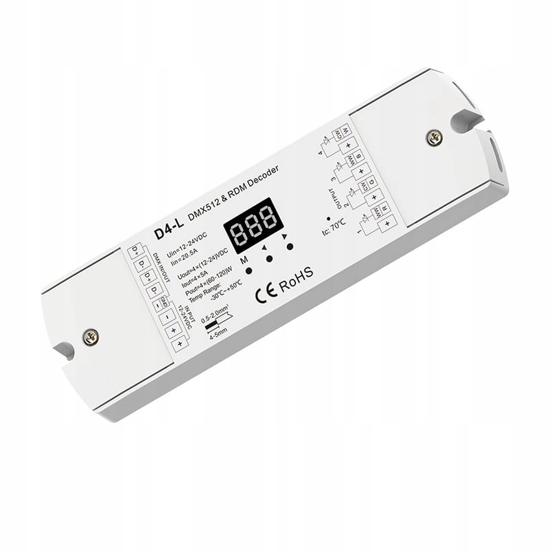 4-kanałowy dekoder DMX512 Rdm 4x5A 12-24VDC