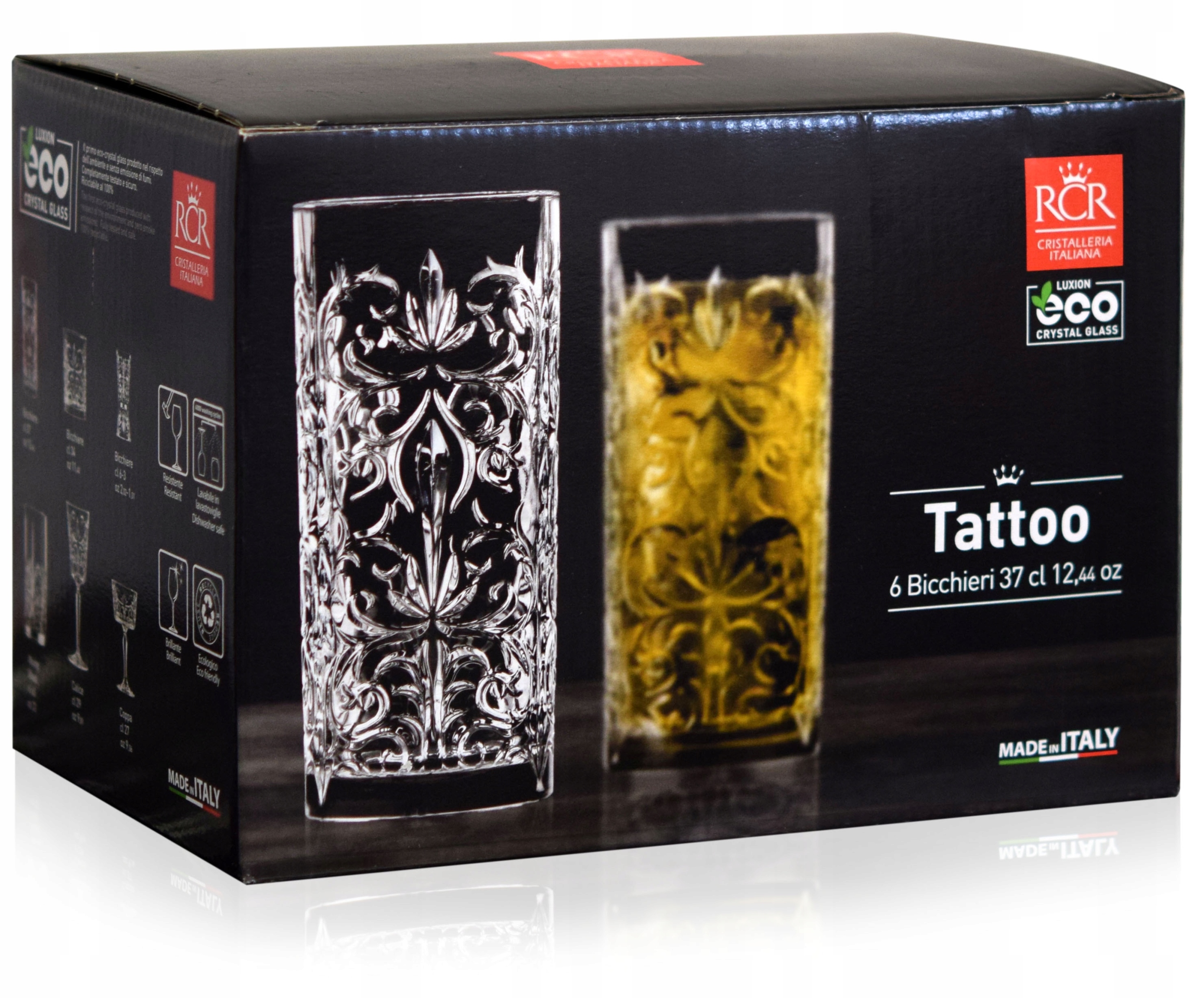 

Kryształowe szklanki long drink Rcr Tattoo 370ml