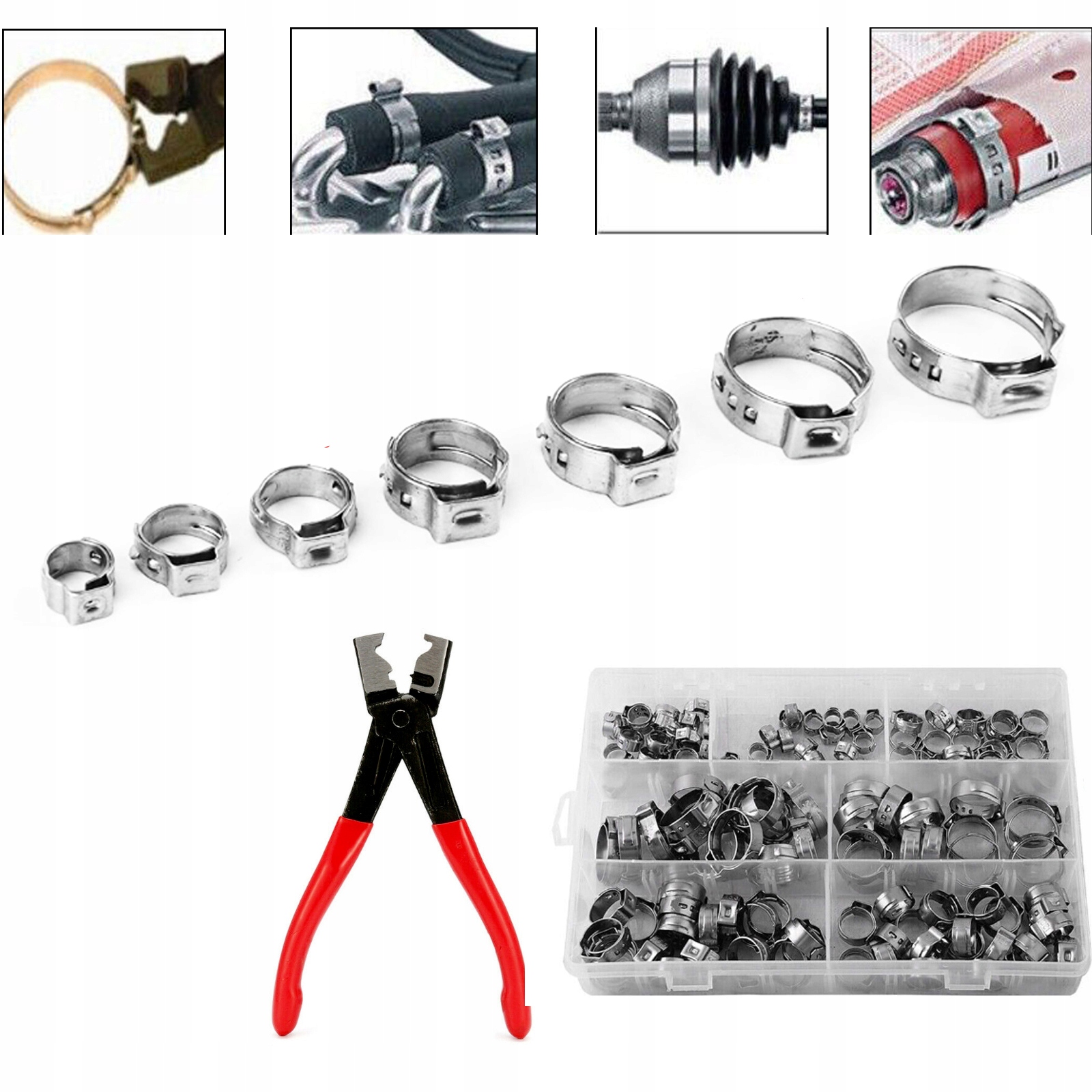 130 Szt. Zaciski Do Węży Z Pojedynczym Uchem Ze Stali Nierdzewnej, 5.8-21MM