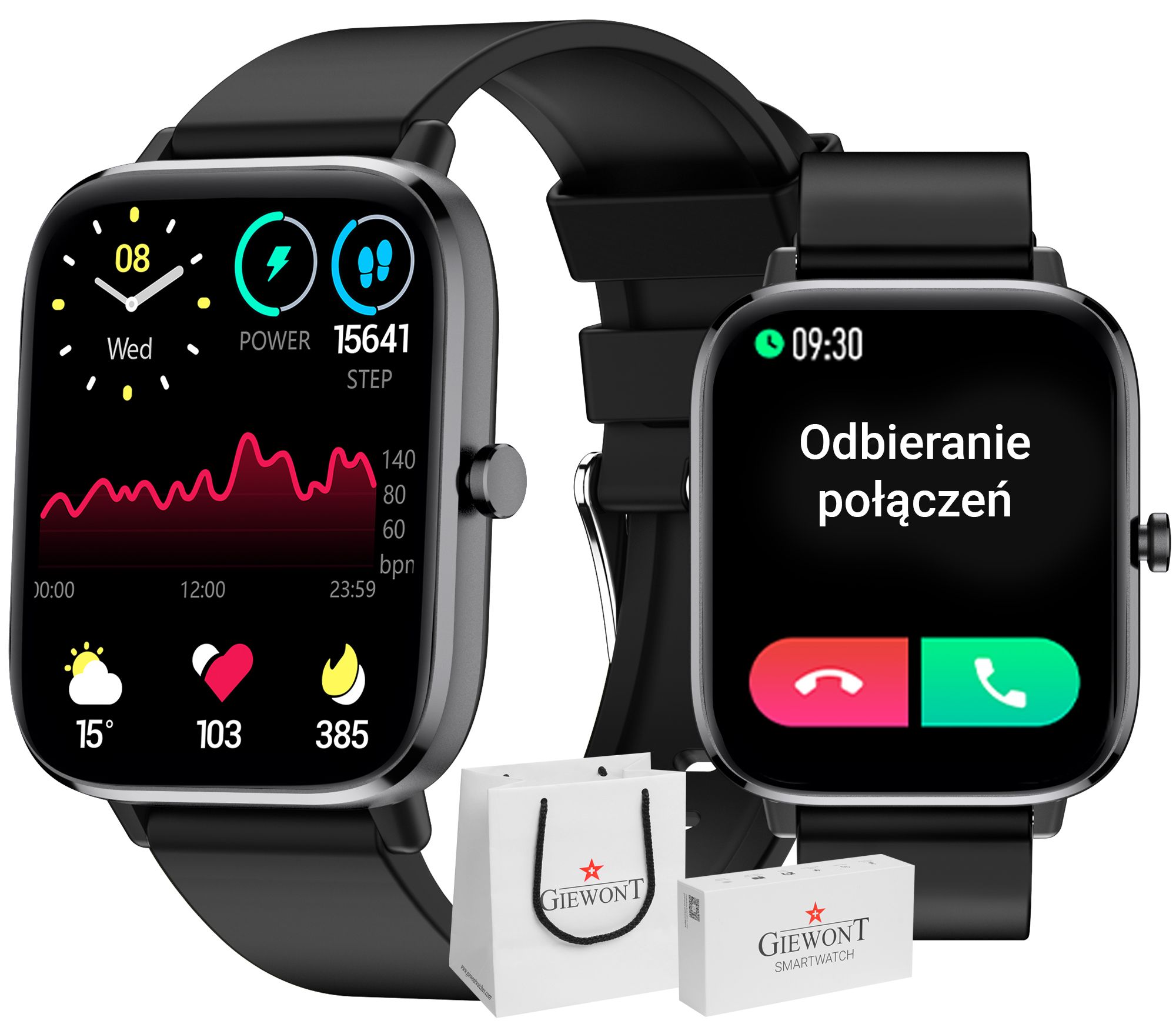Zegarek DAMSKI SMARTWATCH WODOSZCZELNY MENU PL 3D