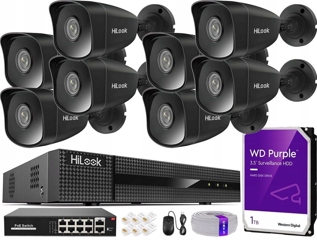 Sada na monitorovanie Ip 8 kamier 5Mpx PoE Deň/Noc Ir Audio Detekcia Nvr 1TB