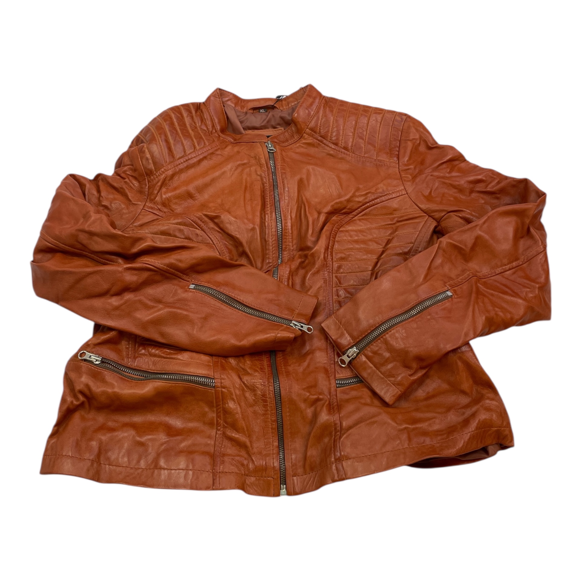 Dámská kožená bunda Real Leather XL – hnědá ramoneska Nová