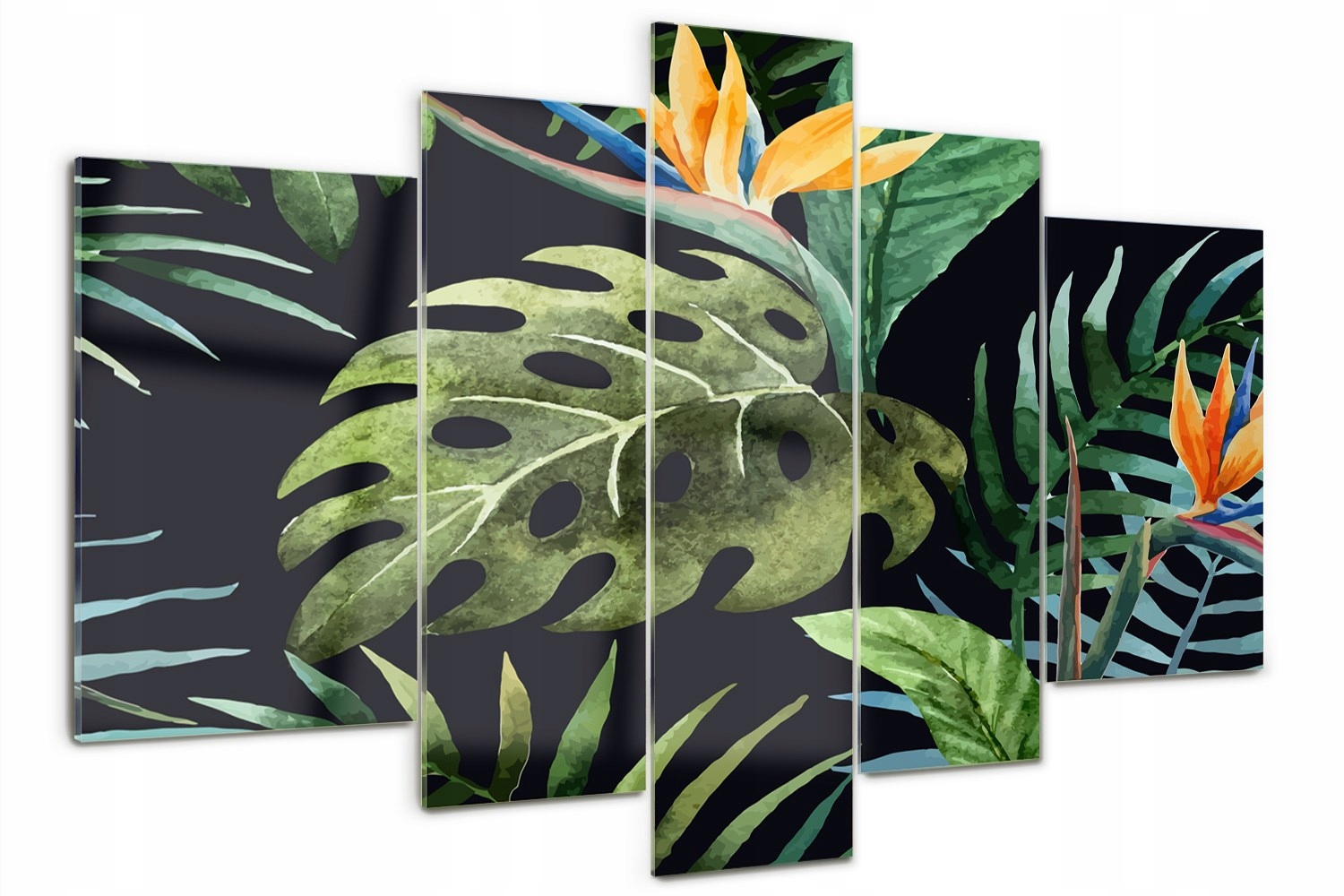 Sklenený obraz Triptych Tropické kvety 170 x 100 cm