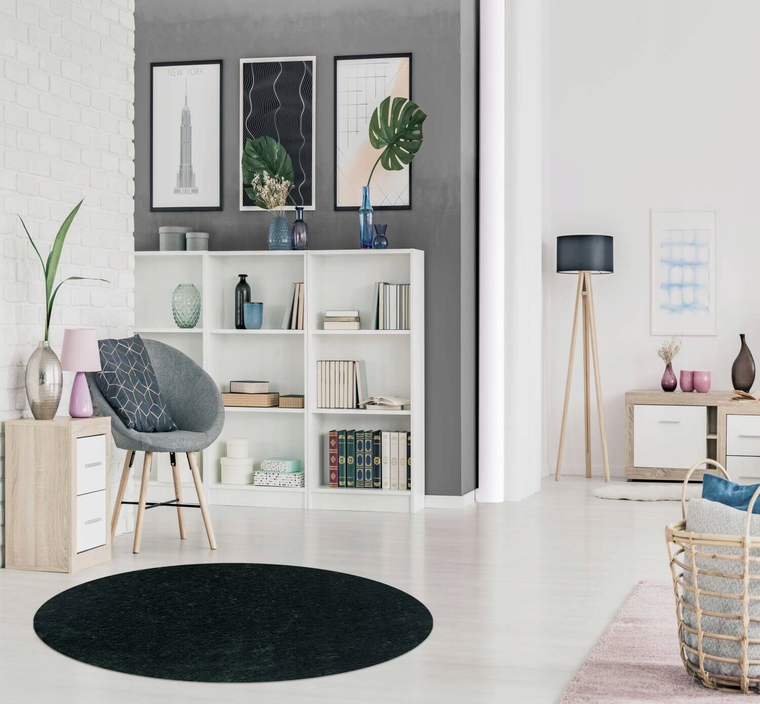 DYWAN SHAGGY OKRĄGŁY WŁOCHATY DO SALONU SYPIALNI PLUSZOWY ZIELONY 60X60 Grubość 20 mm