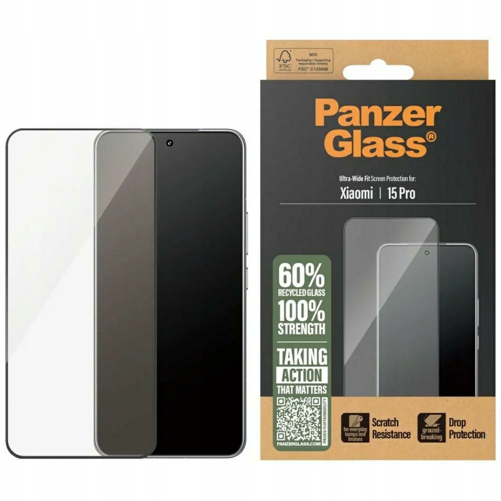 Tvrzené sklo PanzerGlass Ultra-Wide Fit w. Black Frame pro Xiaomi 15 Pr