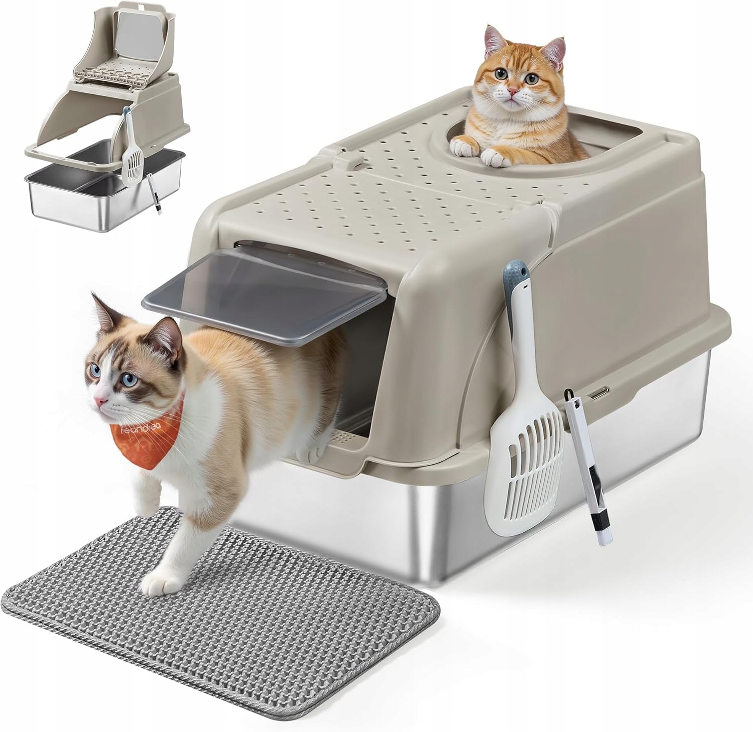 Levně Feandrea Kočičí Toaleta z nerezové oceli XL