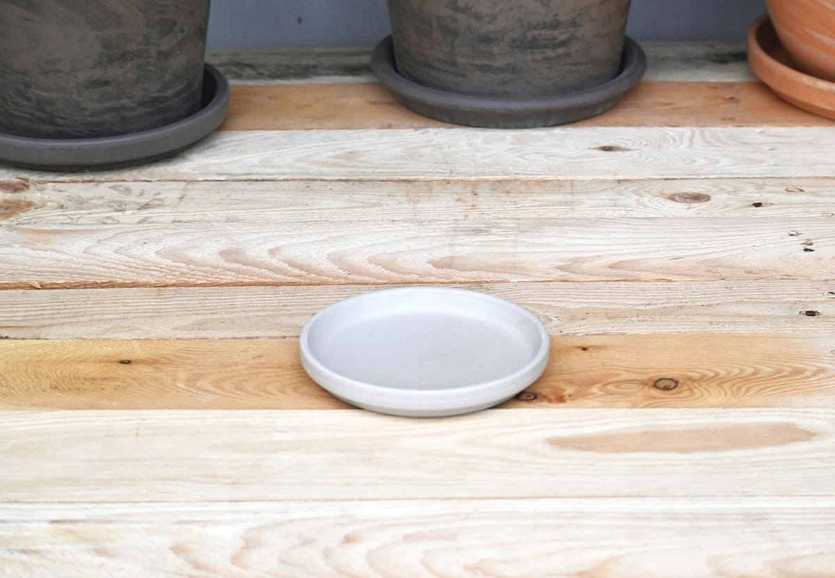 Podstawka gliniana GRANIT 14cm - spodek pod doniczkę z jasnej terakoty Długość 13 cm