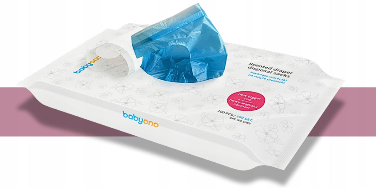 BABYONO ZAPACHOWE WORECZKI NA ZUŻYTE PIELUSZKI PACHNĄCE DELIKATNIE 6x100SZT Liczba sztuk w opakowaniu 600 szt.