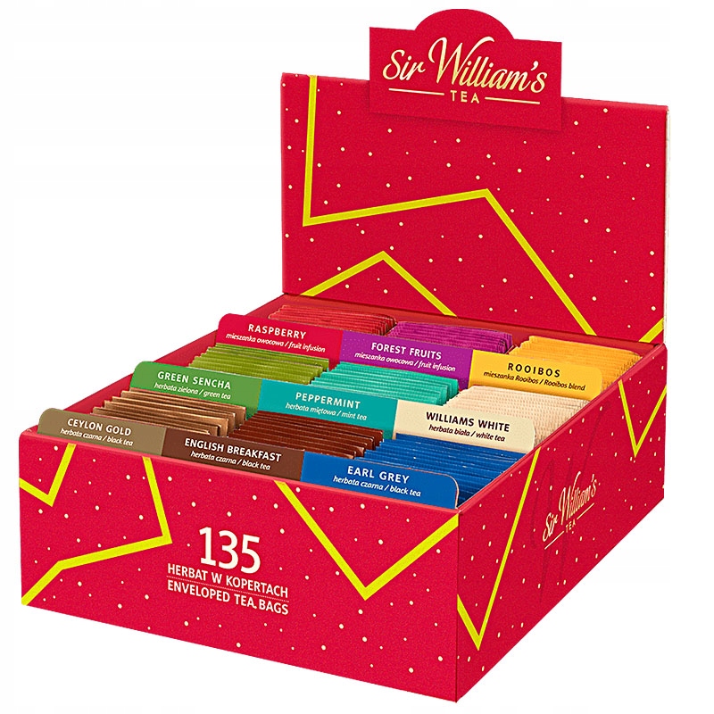 Pudełko z herbatą Sir Williams Tea 135szt zestaw herbat mix smaków