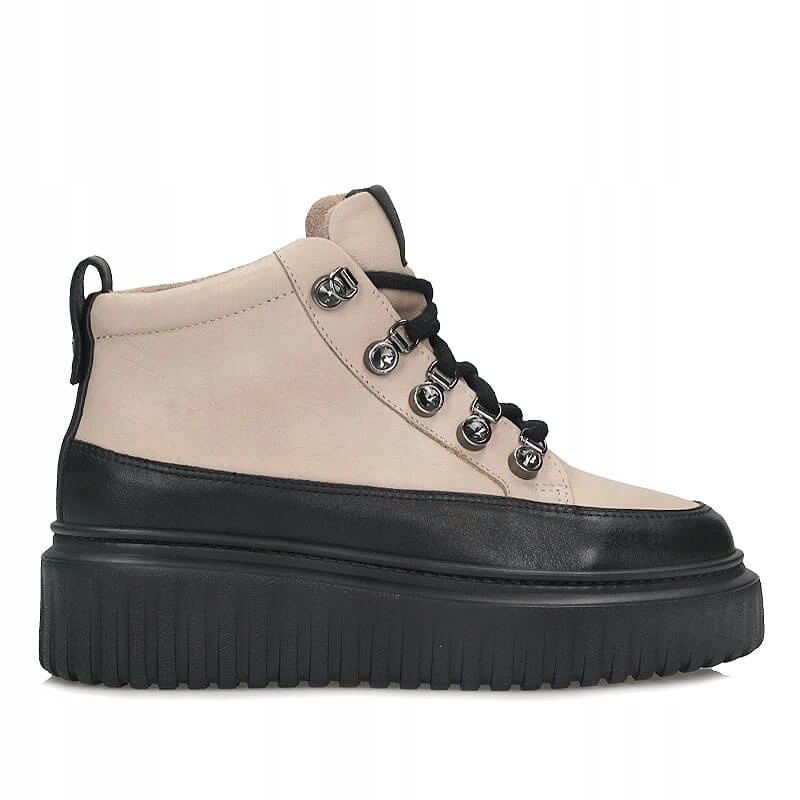 Sportovní béžové Kotníkové Boty Tenisky Nessi 24666 se šněrováním