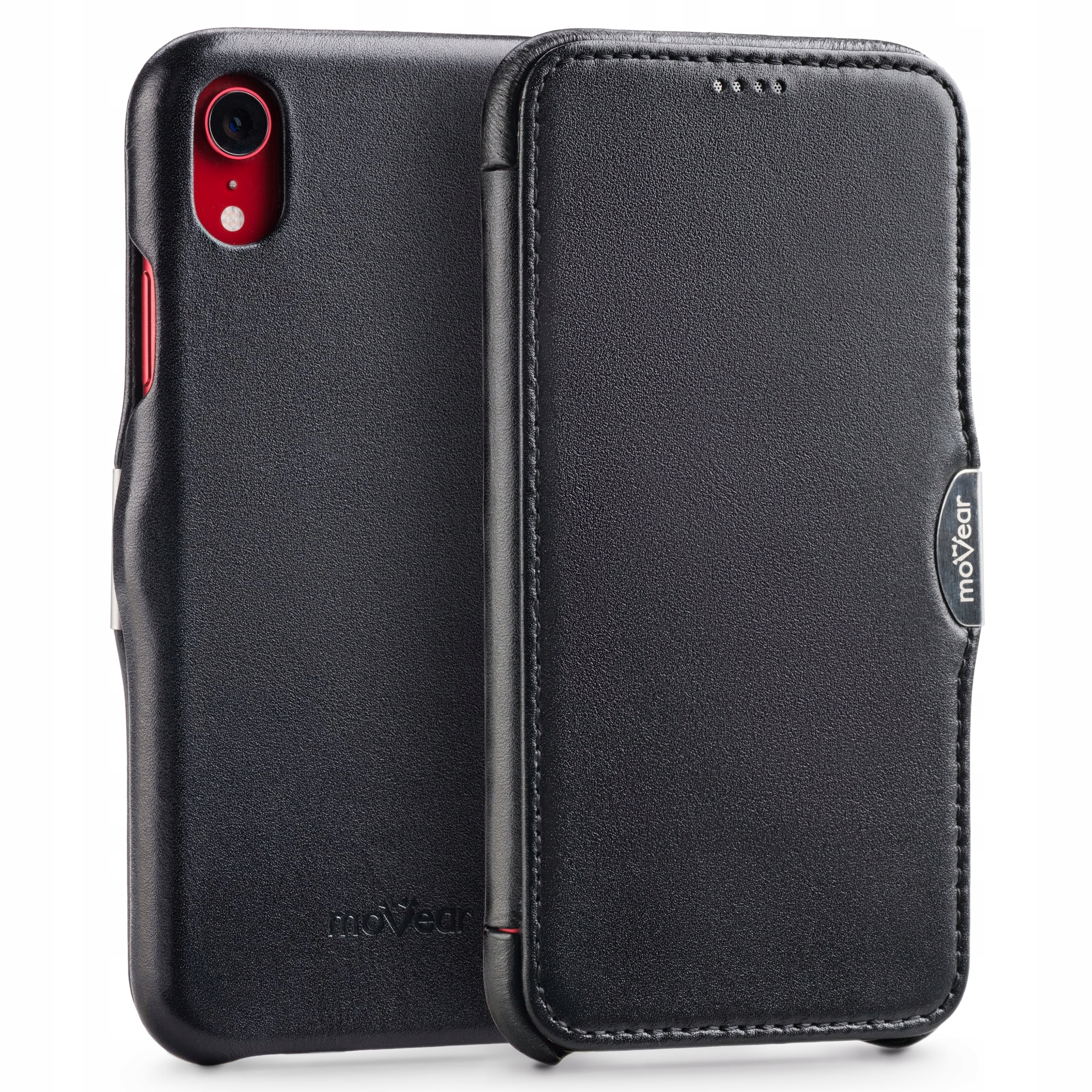 Pouzdro na iPhone Xr kožené Obal s kapsou Černá Movear