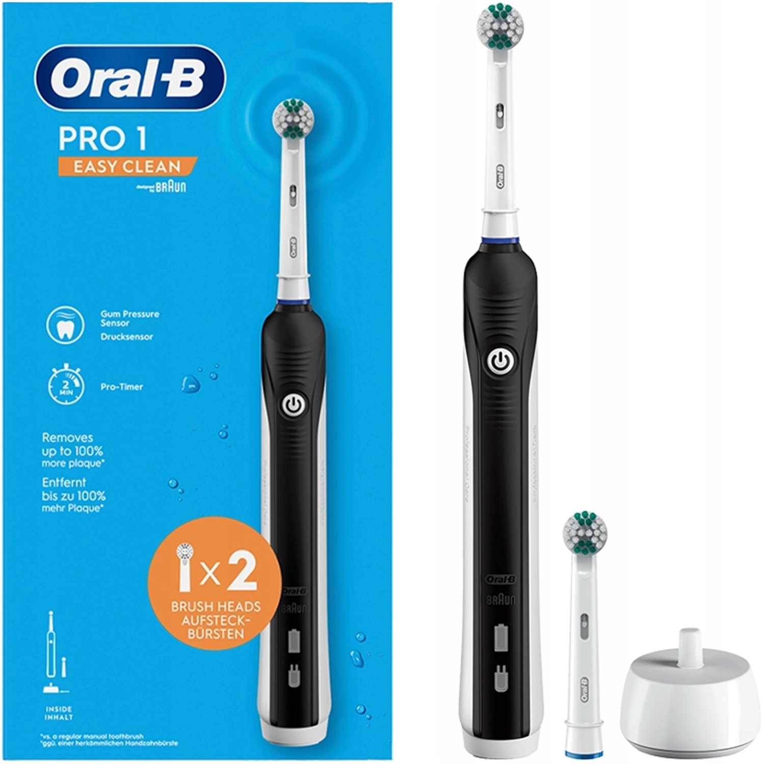 Szczoteczka Elektryczna Do Zębów Oral-b Pro 1 Easy Clean 2 Końcówki