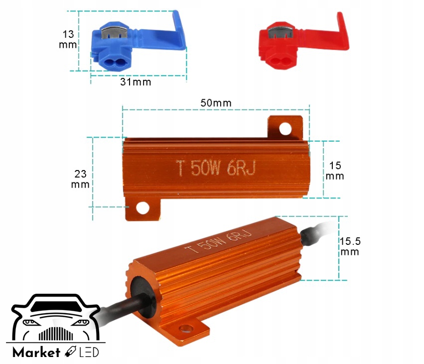 Rezystor Filtr LEDCANBUS H7, H1, H4, HB4, H11, H8 Numer katalogowy części 25