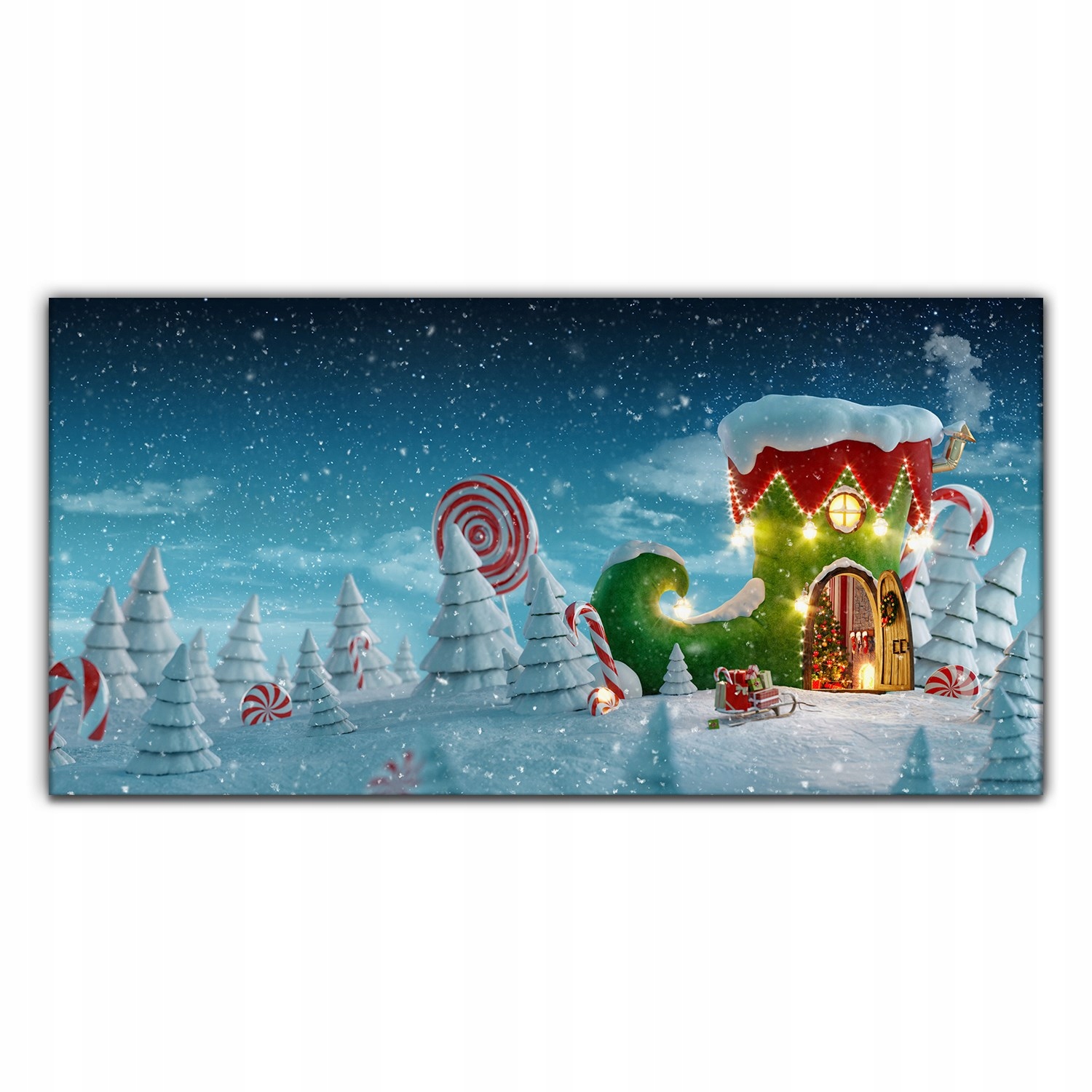 

Obraz na płótnie Choinka w bajkowym domu 140x70 cm