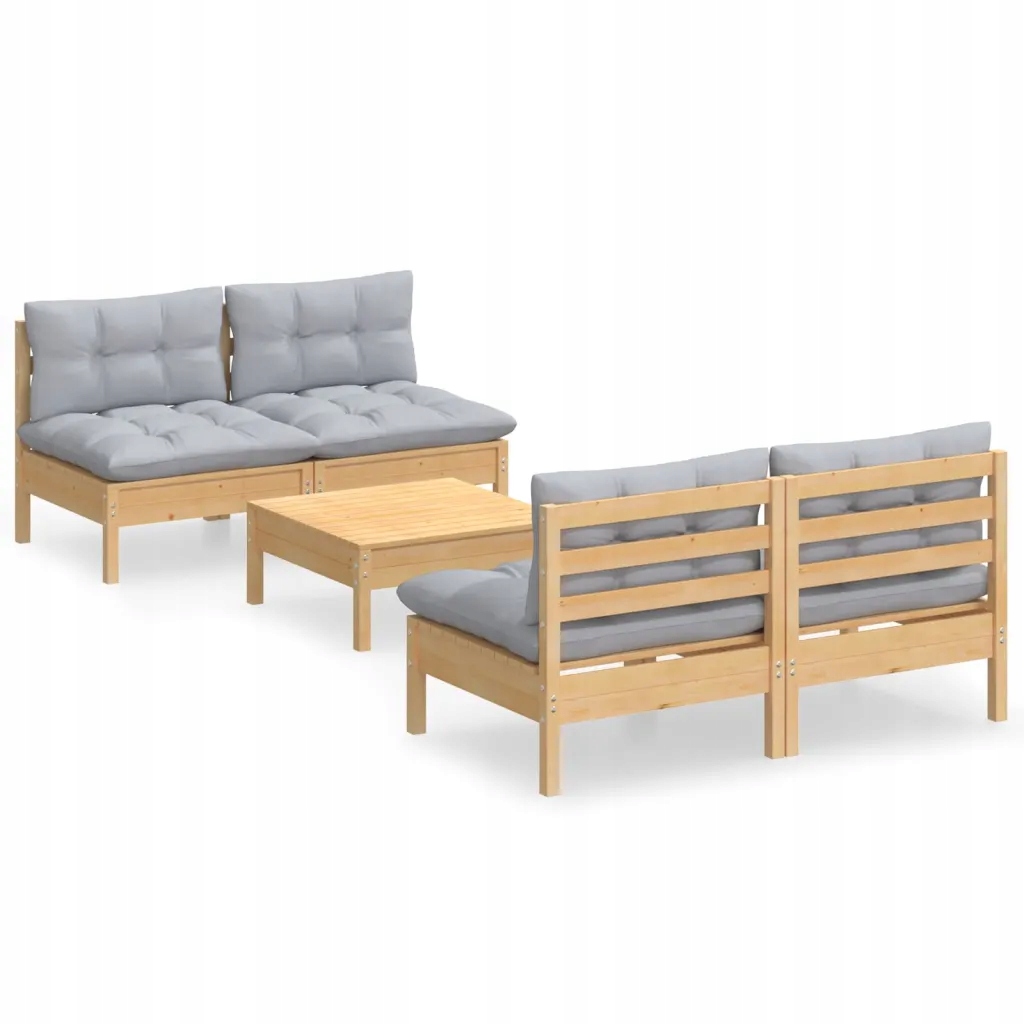 Zahradní Relaxační Set z Masivního Borovicového Dřeva, Šedý, 63,5 x 6