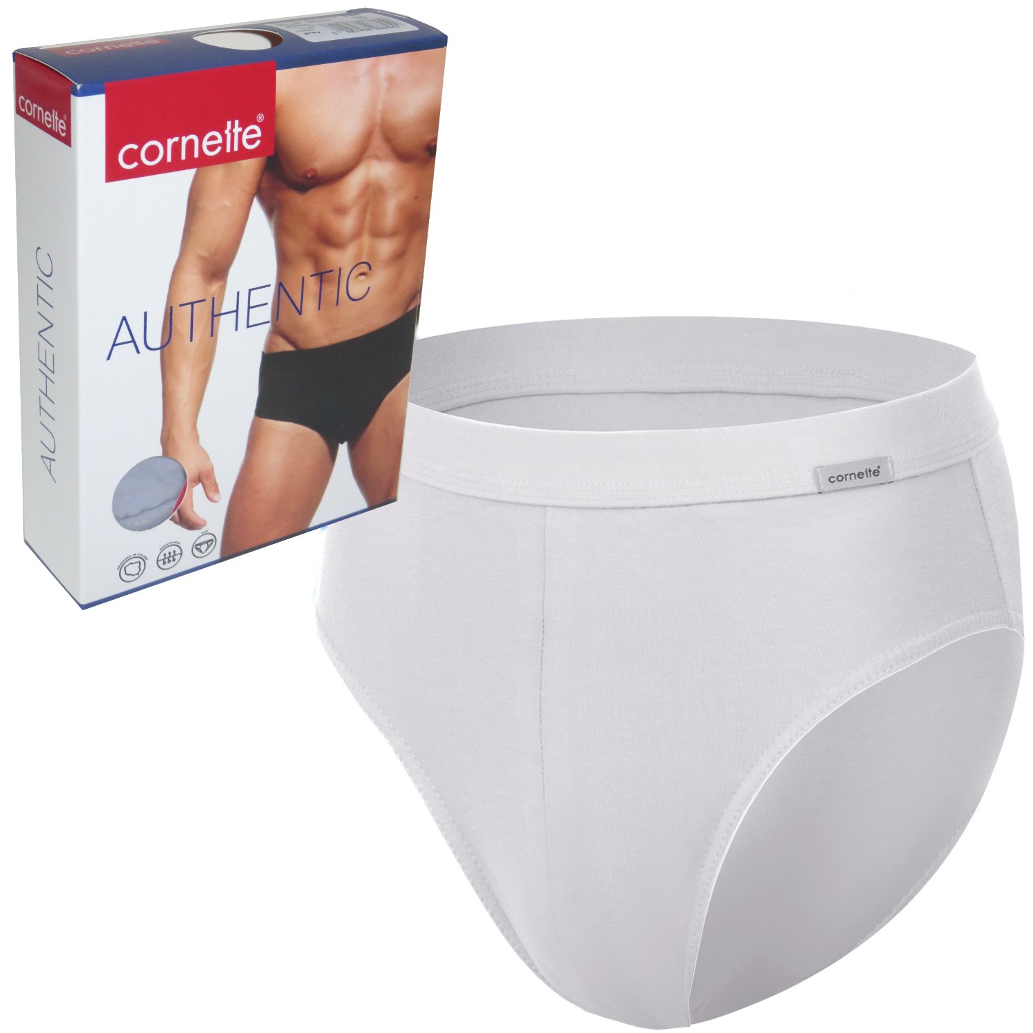 CORNETTE slipy AUTHENTIC 221 klasyczne białe M