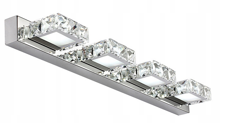 Stylowy Kinkiet Łazienkowy nad Lustro Led, Stal i Kryształy Diamentowe 62cm