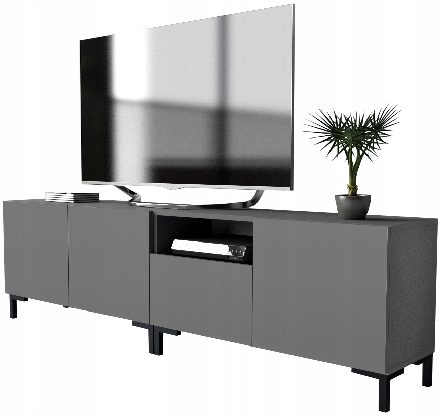 szafka rtv pod telewizor 200 200cm szary mat nowoczesna prosta uniwersalna