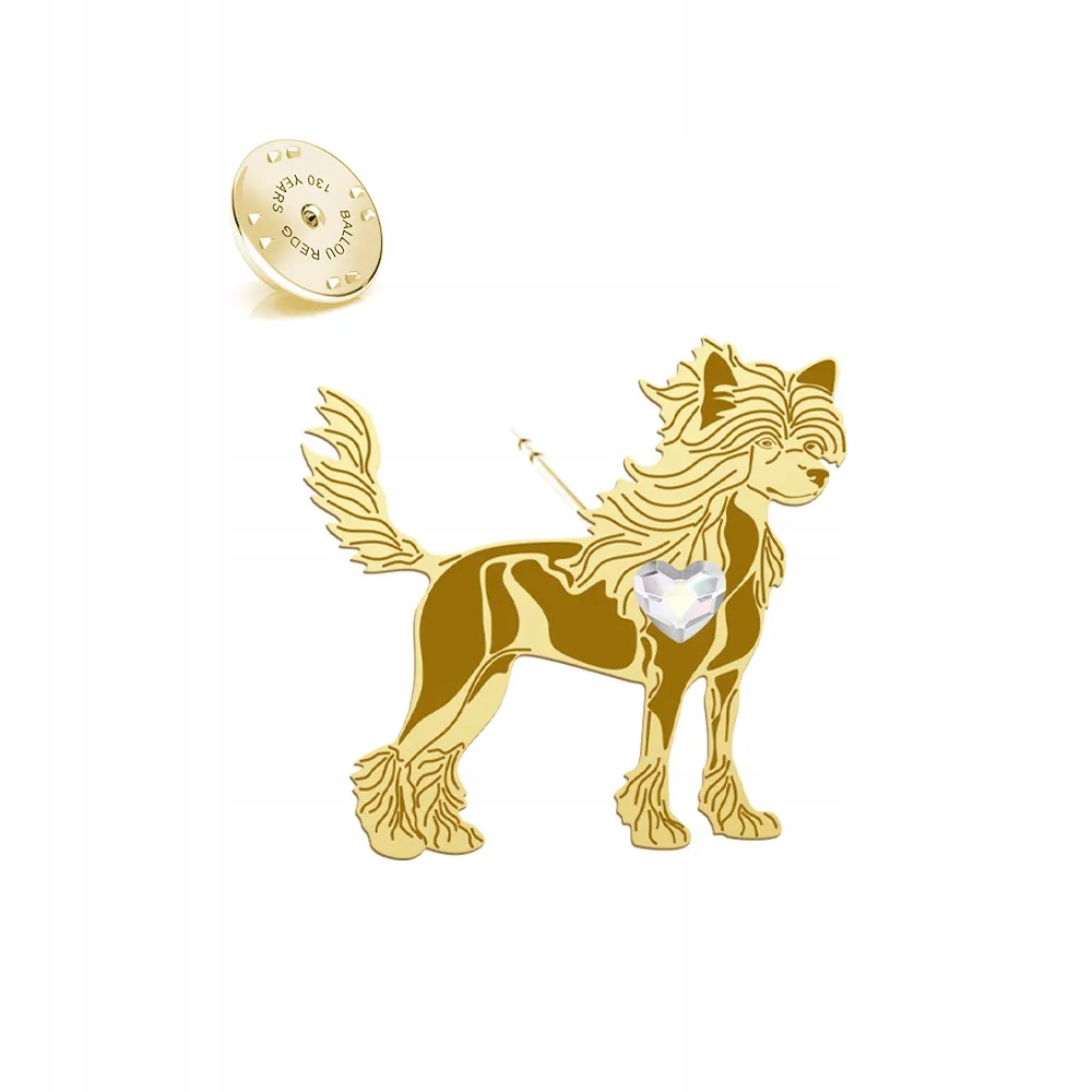 Odznak Pin Zlota se psem Hříbátko čínské Nahé 925 Dárek Dedikace Bonus