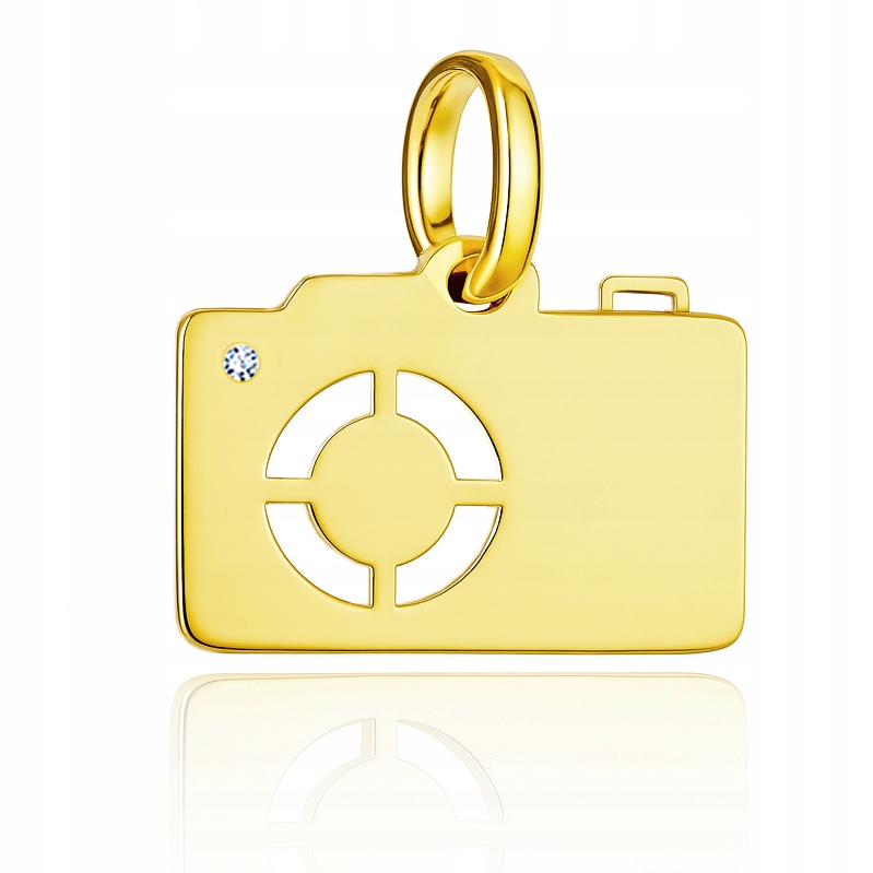 Zlatý přívěsek na fotoaparát s briliantem Pr. 585