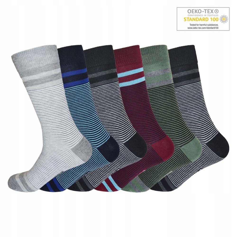 

Skarpetki męskie bawełniane modne paski 6par 43/46