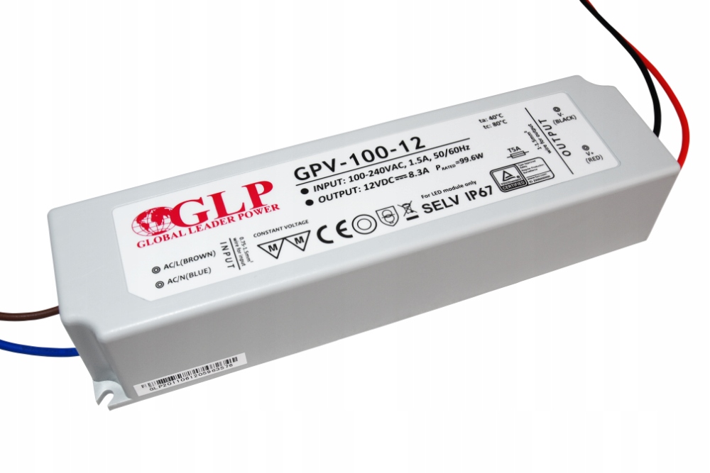 

Zasilacz Glp Hermetyczny IP67 100W 12V DC 8.3A Led