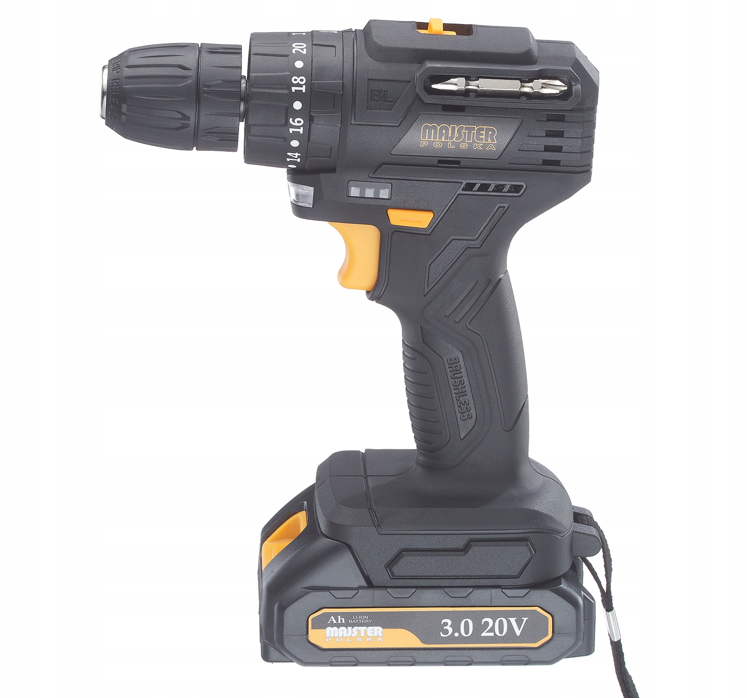 UDAROWA WIERTARKO WKRĘTARKA AKUMULATOROWA 20V BEZSZCZOTKOWA 2xAKU MP0428 Maksymalna średnica wiercenia w drewnie 38 mm