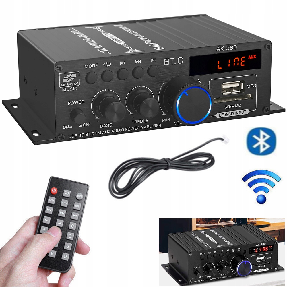 Zesilovač Hi-fi Stereo Bluetooth Rádio Digitální Zesilovač Výkonu