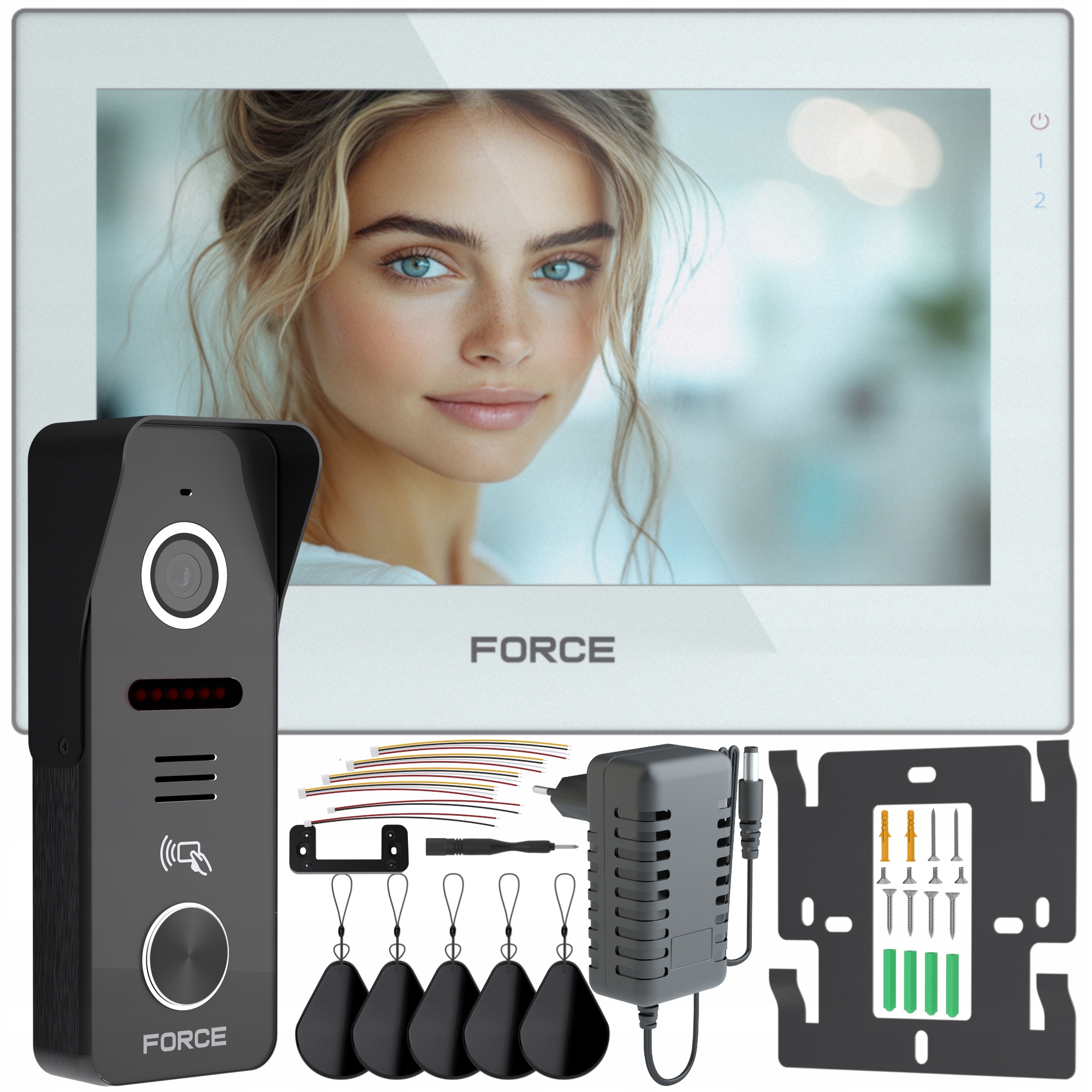 Videovrátnik Force Prima Go Rfid 7" Biela Full Hd Čítačka Kľúčenky Brána