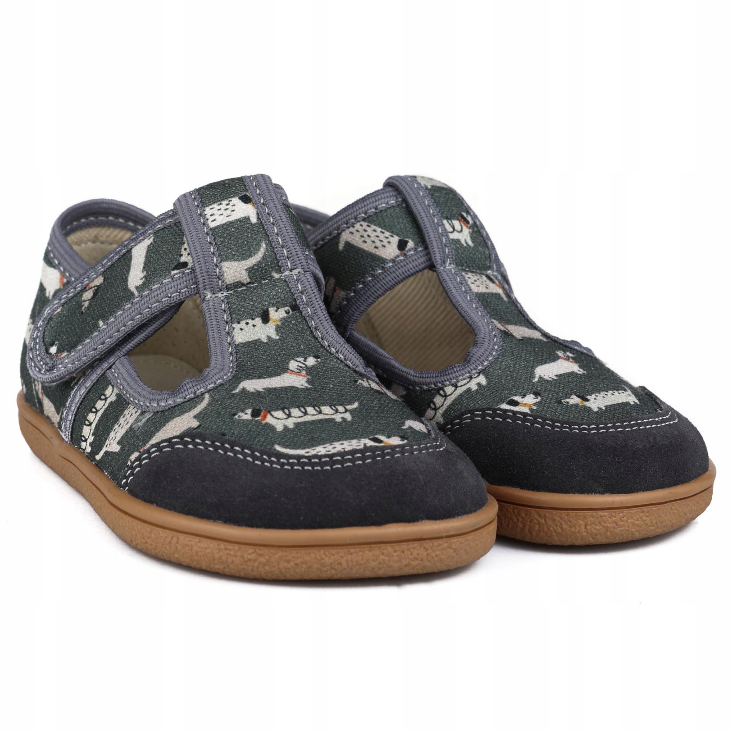 Mido 289 Lekkie Kapcie Barefoot Miękkie Dziecięce Skórzane Doggy Gray R 30
