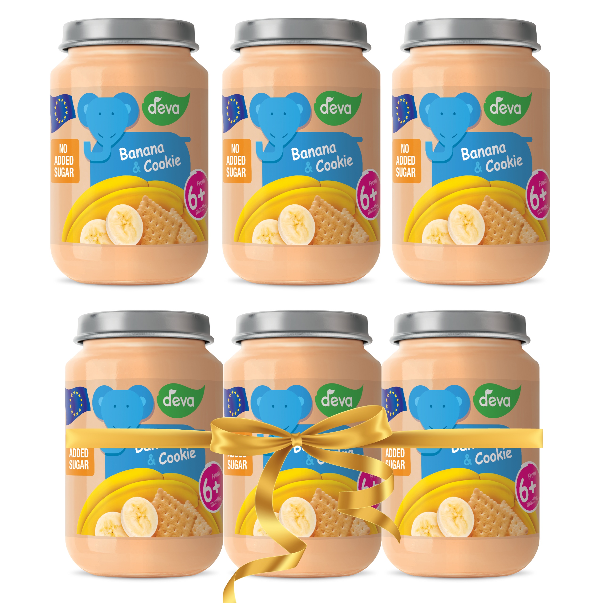 DEVA Zestaw deserek banan z ciasteczkami 200g 3+3 gratis