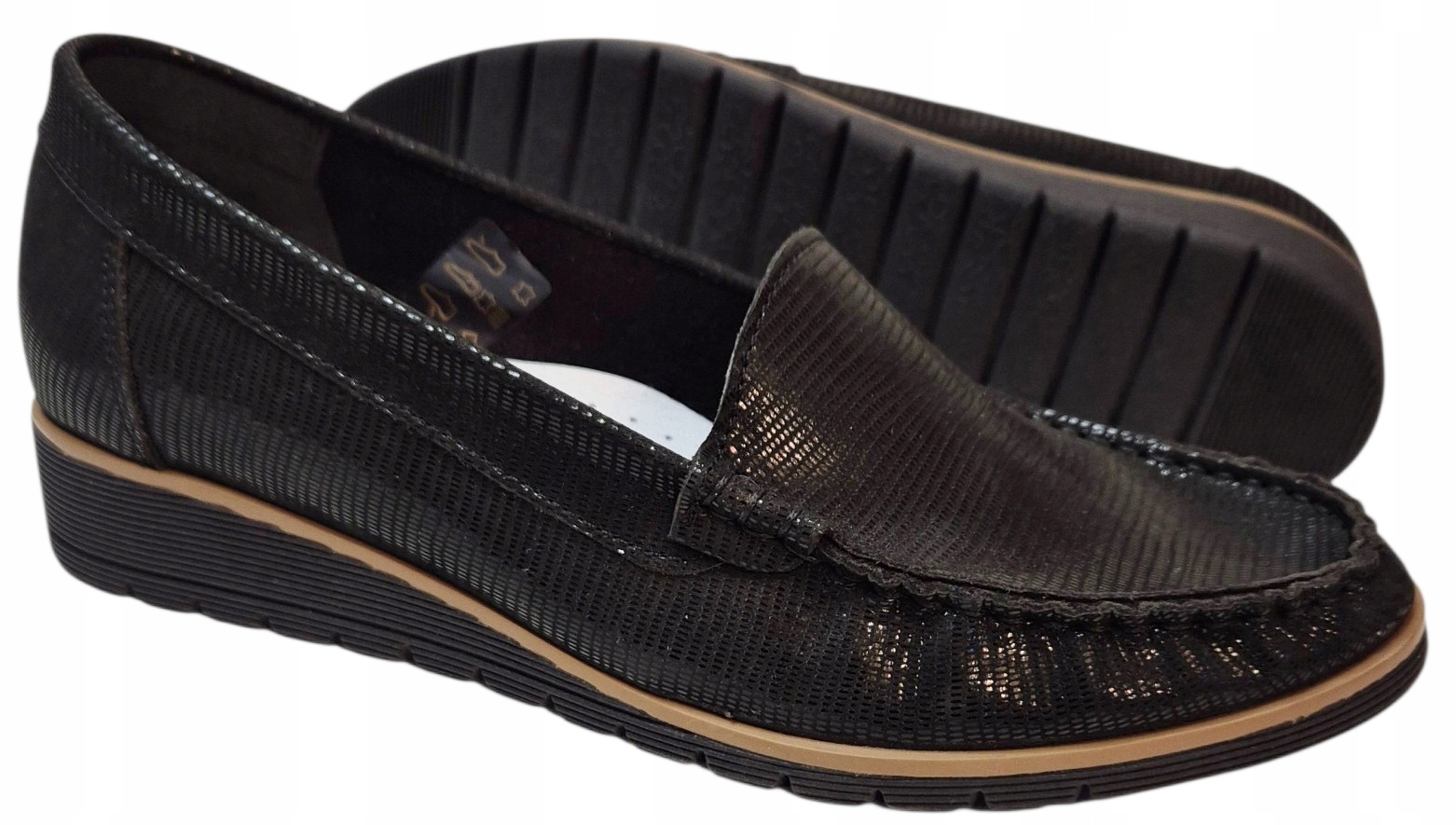 Verso 0-30 Mokasíny černá slupka přírodní kůže vel 38